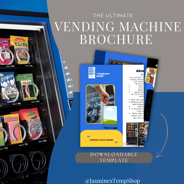 Customizable Vending Machine Business Brochure Blue| Canva Downloadable Template