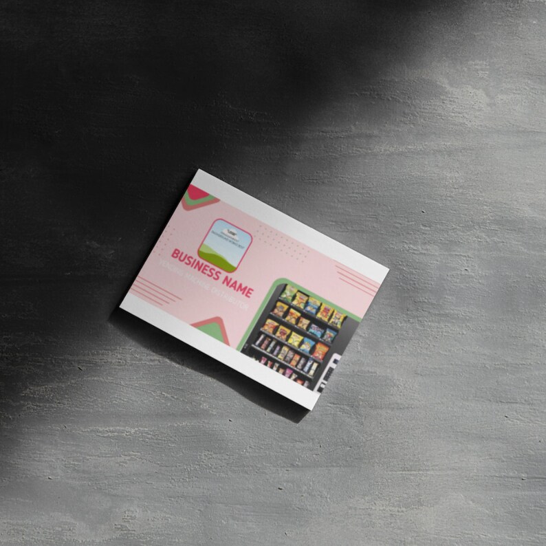 Vending Machine Business Card Vending Call Cards Canva Template pink Etsy