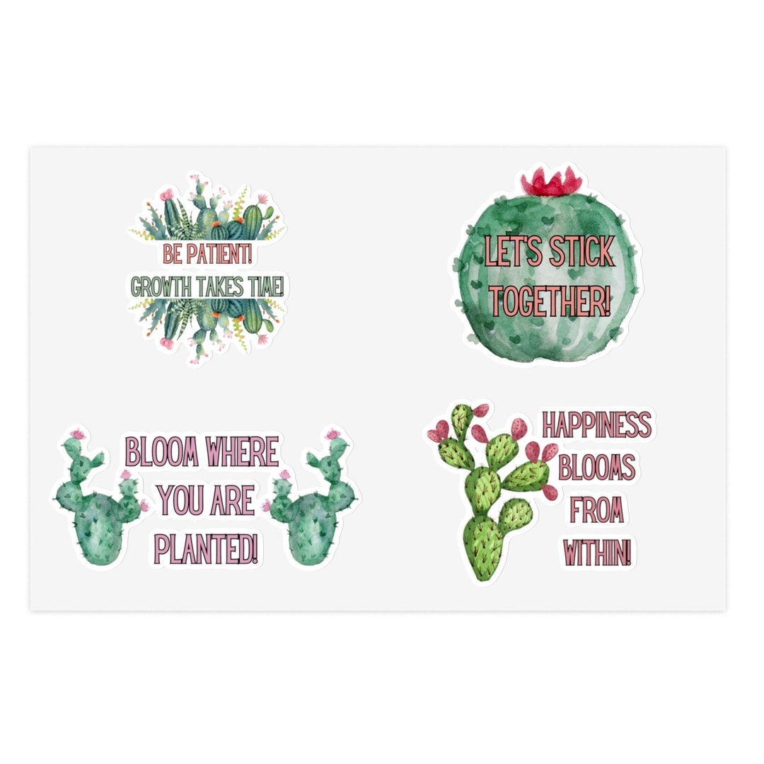 Cactus Teacher Sticker Pack, Laptop Sticker, Water Bottle Sticker