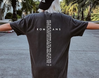 Romans 12:2 T-shirt, Be Transformed Scripture Shirt, Christian Cross Bible Verse Tee, Faith Based Tee, Minimalist Jesus Shirt