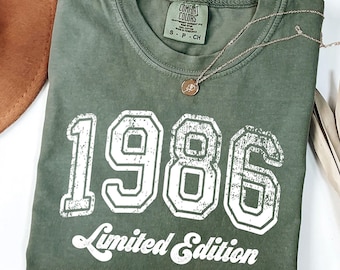 1986 Birthday T-Shirt: Comfort Colors Retro Limited Edition Tee