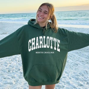 Charlotte North Carolina Hoodie, Retro Queen City Pullover, NC Souvenir Hooded Sweatshirt, Unisex Charlotte Top, Vintage NC Hoodie