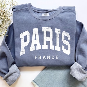 Paris France Sweatshirt: Vintage Collegiate Style, Cozy Fall Winter Wear