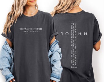 Christian Comfort Colors T-Shirt, John 14:6 Bible Verse Tee