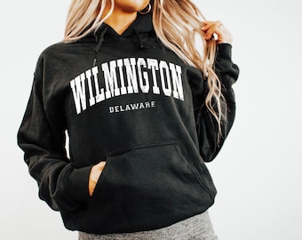Wilmington Delaware Hoodie, Vintage Distressed Unisex Sweatshirt