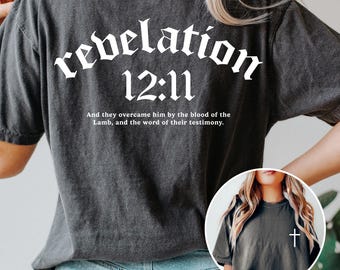 Revelation 12:11 Christian T Shirt, Overcame by the Blood of the Lamb Scripture Tee