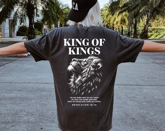 King of Kings Lion Christian Shirt, Revelation 19:16 Scripture Tee
