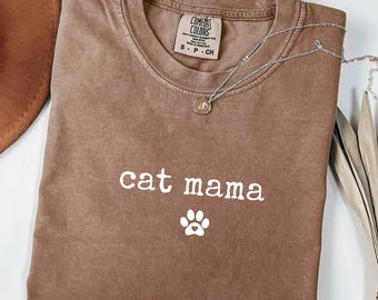 Cat Mama Shirt, Cat Mom T Shirt for Women, Cute Paw Print Tee, Minimal Cat Lover Gift, Soft Everyday Pet Mom Casual Top