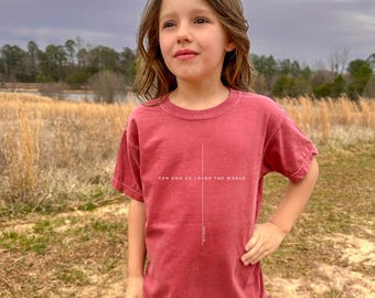 For God So Loved The World Youth Shirt, John 3:16 Christian Kids Tee, Minimal Scripture Youth T Shirt, Faith Based Gift for Kids