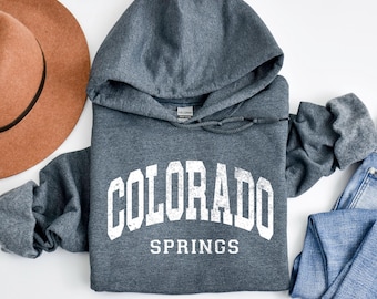 Colorado Springs Hoodie: Distressed Retro College Pullover, Unisex CO Gift