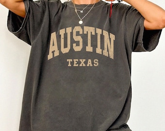 Austin Texas Comfort Colors T-Shirt, Retro College Style