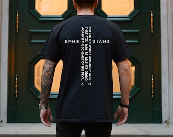 Ephesians 6:11 Armor of God Shirt, Christian Warrior Tee, Bible Verse Spiritual Warfare T-Shirt, Faith-Based Gift for Men and Women
