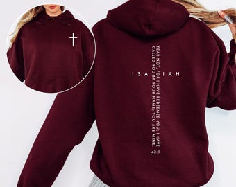 Isaiah 43:1 Scripture Hoodie, Christian Bible Verse Apparel