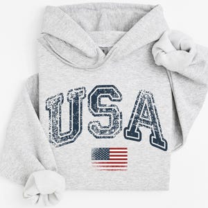 USA Hoodie American Flag, Patriotic USA Hooded Sweatshirt, Distressed USA Graphic Hoodie