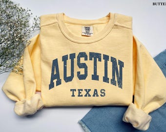 Austin Texas Comfort Colors Sweatshirt: Vintage Western Crewneck