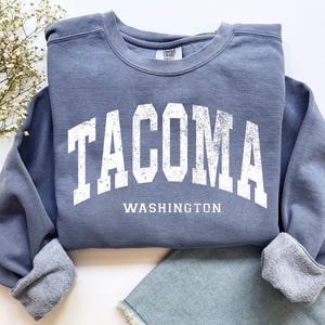 Vintage Tacoma Washington Sweatshirt: Collegiate Style PNW Pride