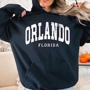 Sweat à capuche Orlando Florida : sweat-shirt universitaire rétro effet vieilli