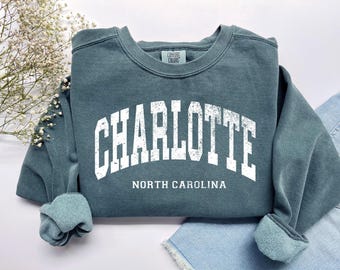 Charlotte North Carolina Sweatshirt: Retro Queen City Crewneck