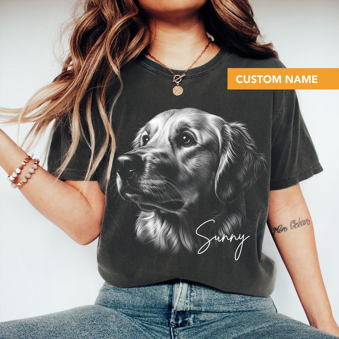 Custom Golden Retriever Shirt, Personalized Golden Retriever Portrait ...