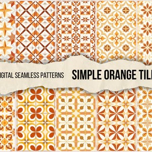 Cream Orange Tiles Textures, Seamless Wallpaper, Simple Azulejo Patterns, Minimalist Majolica, Digital Design, Printable PNG, Scrapbooking