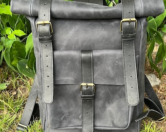 Leather backpack