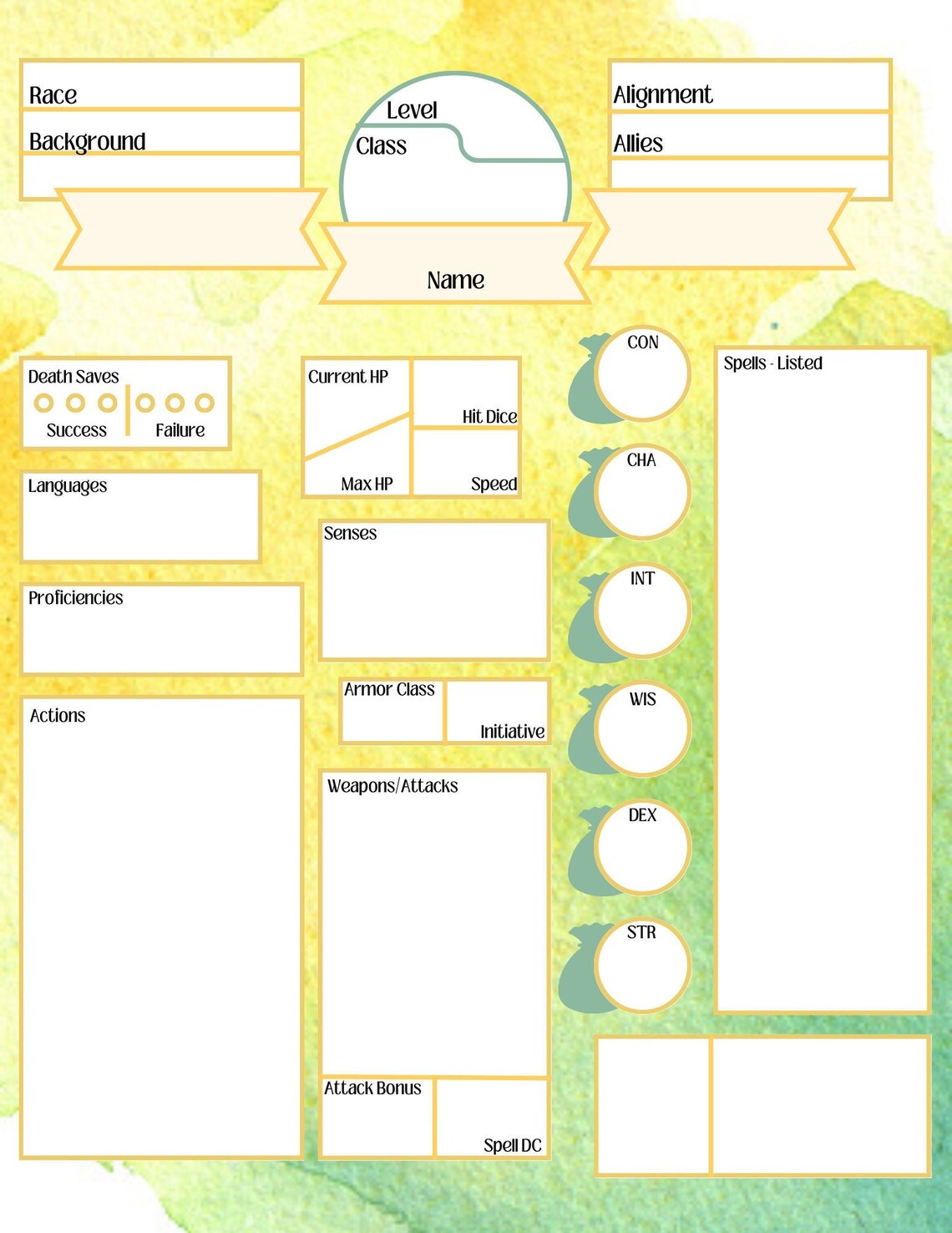 Fillable DND Character Sheet - Etsy