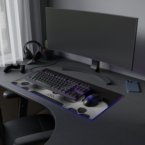 LED-gaming-muismat met verstelbare verlichting, extra brede grote gamer-bureaumat