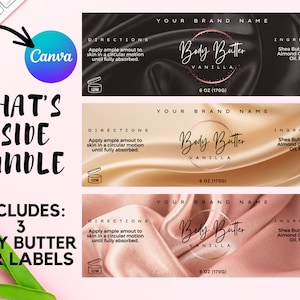 Body Butter Label Template, Printable Product Label for Skincare, Custom Sticker Labels, DIY Editable Canva Body Butter Jar Label, 6 oz