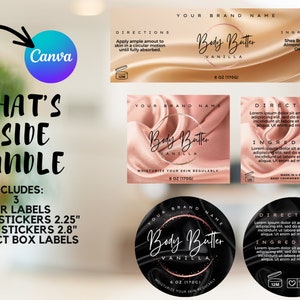 Body Butter Label Template, Printable Product Labels for Skincare, Custom Sticker Labels, DIY Editable in Canva Product Label Bundle