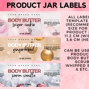 Printable Body Butter Labels Template, Editable in CANVA Holiday ...