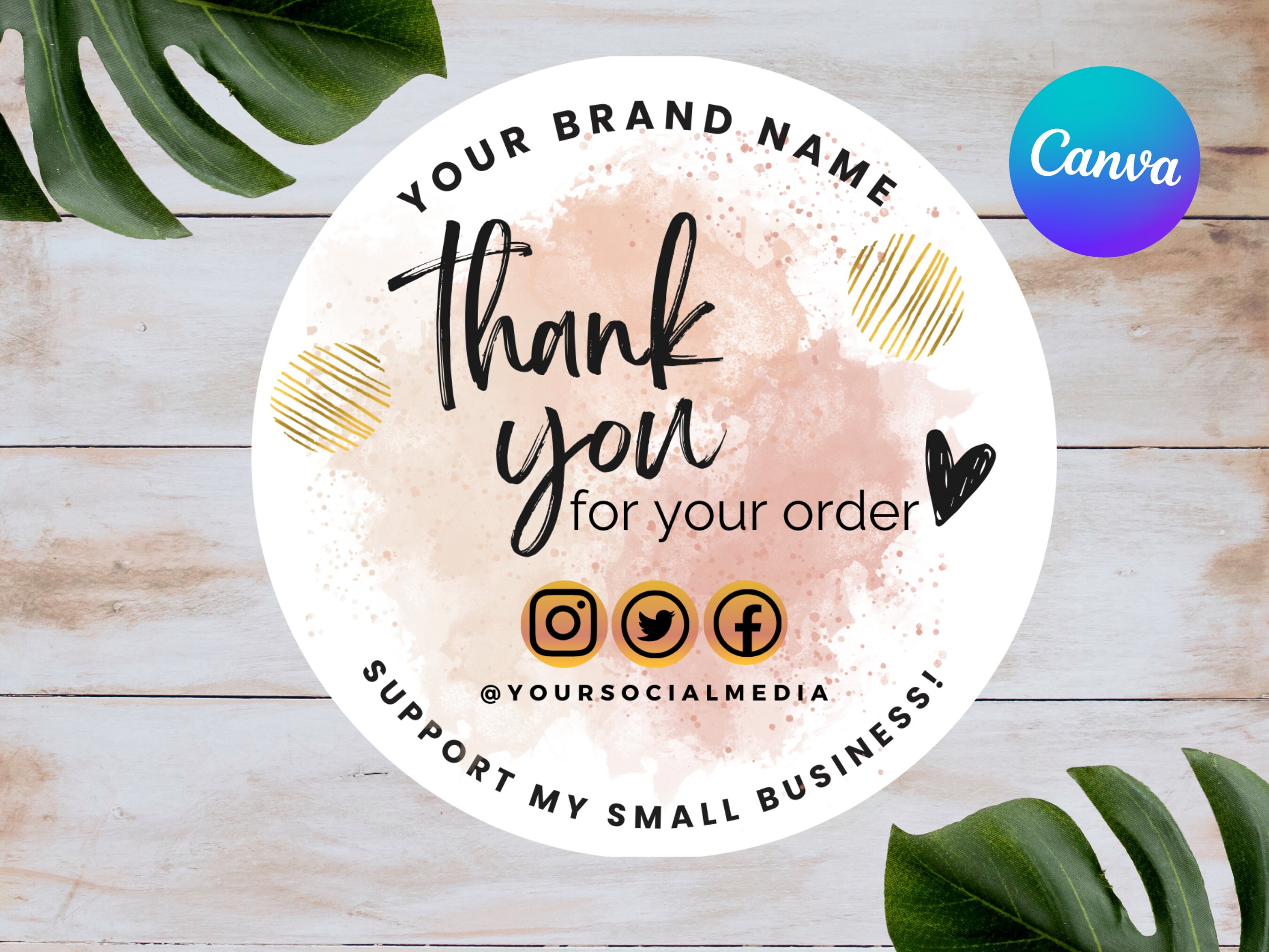 Thank You Sample Sticker Editable Thank You Sticker Template, Small Business Packaging (canva ...