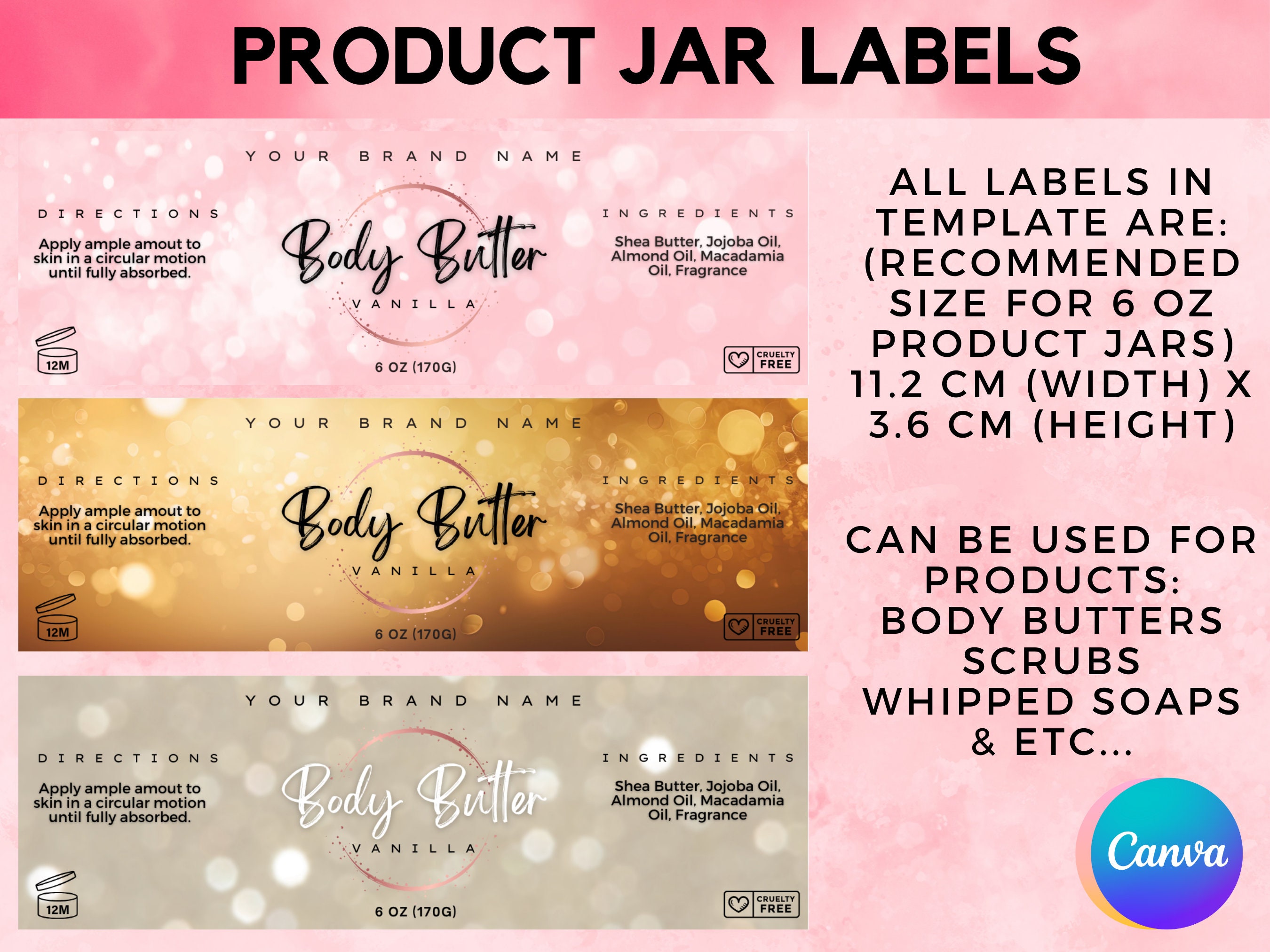 Body Butter Label Template, DIY Editable Product Label for Skincare