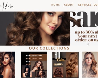 Editable Hair Website Banner Template, Salon Shopify Theme (Canva Design)