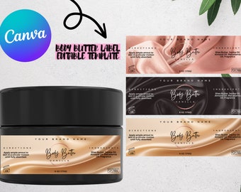 Editable Body Butter Label Template, DIY Canva Cosmetic Labels,  Product Jar Label, Custom Skincare Labels, Body Butter Sticker Wrap Label