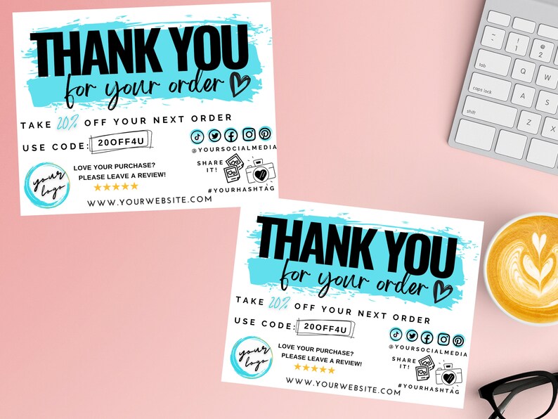 Editable Thank You Card Template, Thank You Card for Small Business ...
