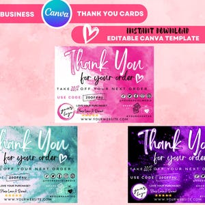 Thank You Card Template for Small Business, Thank You Card Insert, Small Business Packaging Order Card, Custom Business Card Flyer, Canva