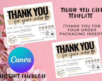 Bearbeitbare Dankeskartenvorlage, kleine Business-Verpackungsbeilage (Canva)