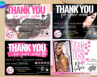 Hair Thank You Card Template, Small Business Packaging Insert (Canva Editable)