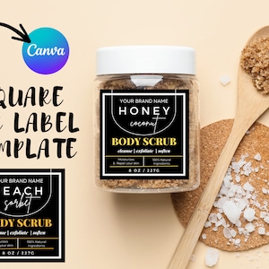 Body Scrub Label Editable Template, Printable Sugar Scrub Labels, Editable in Canva Bath Salt Scrub Wrap Labels, Modern Scrub Label Template