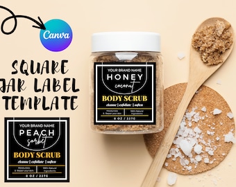 Body Scrub Label Editable Template, Printable Sugar Scrub Labels, Editable in Canva Bath Salt Scrub Wrap Labels, Modern Scrub Label Template