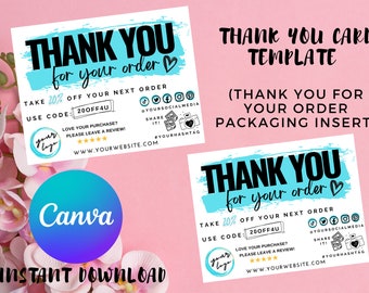 Bearbeitbare Dankeskartenvorlage, Verpackung für kleine Unternehmen (Canva) (Digitaler Download)