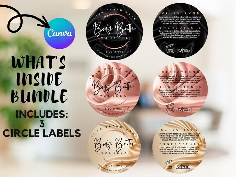 Body Butter Label Template, Printable Product Jar Wrap Label for