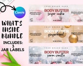Printable Body Butter Labels Template, Holiday Product Jar Wrap (Editable in Canva)