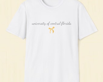 UCF Gold Bow T-Shirt, University of Central Florida Tee, Black and Gold Top, Ucf Cute Top, Knights Apparel, UCF Sorority Top, Cute UCF Merch