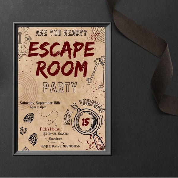 Escape Room Party Birthday Invitation Escape Game Activity Kids Birthday Party Game Teens Party Invite Escape Room Birthday