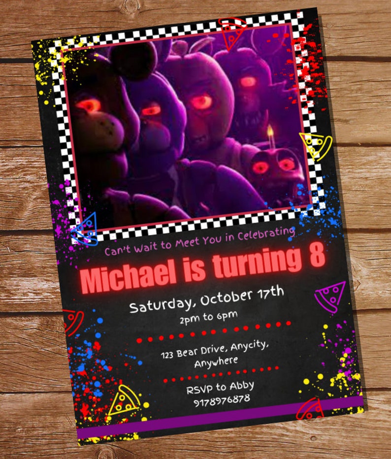 Five Nights at Freddy's Editable Party Invitation Birthday Party Invite ...