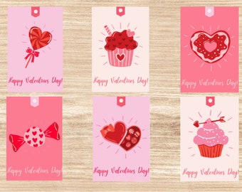 Valentines Gift Tags for Teens Valentines Cards Kids Classroom Valentines Valentine Tags Sweet Treats Gift Tags Valentines Treat Tags Kids