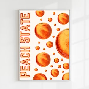Peach State Printable Wall Art Georgia Colorful Prints Dorm Wall Decor Bright Georgia Home Decor Peaches Printable Art Georgia State