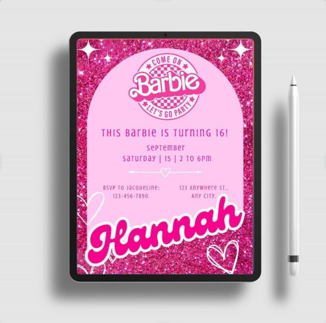 Barbie Party Invitation Customizable Birthday Invite Barbie Birthday