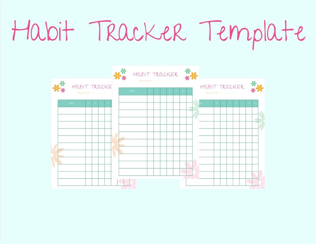 Spring Can Tracker Habit Tracker Template | Spring Florals - Etsy